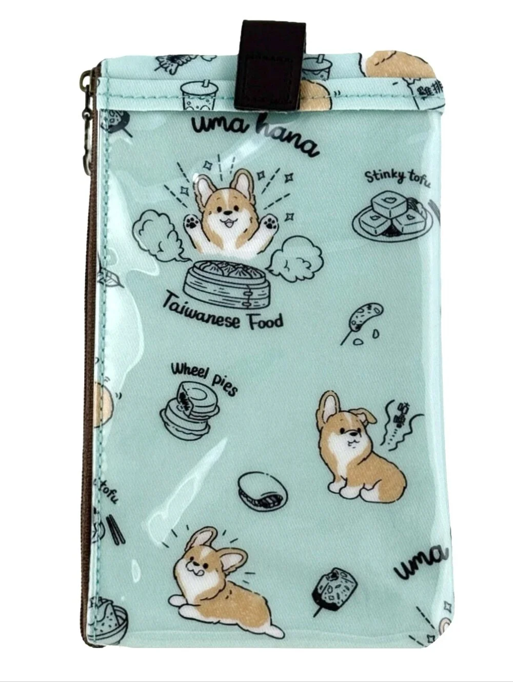 Waterproof Corgi Taiwan Food Phone Case Pouch W/ Neck Strap